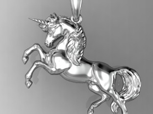 ewelry pendant unicorn two sizes Model Cetak 3D