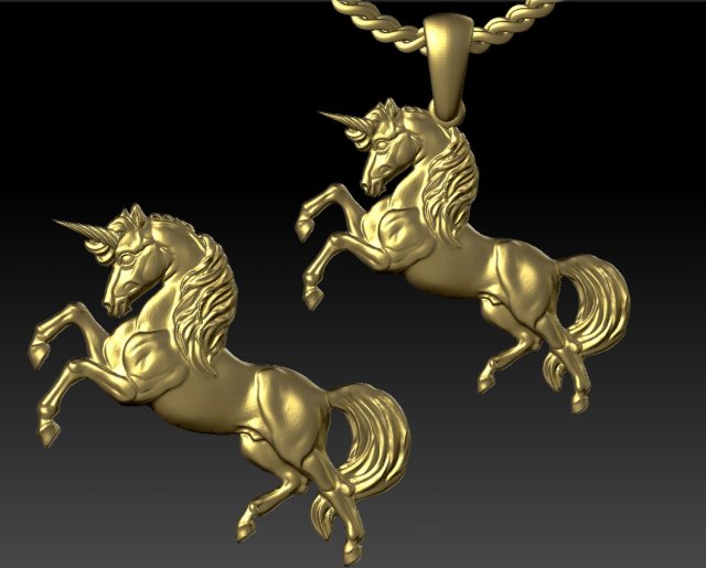 ewelry pendant unicorn two sizes Model Cetak 3D .c4d .max .obj .3ds .fbx .stl .blend 