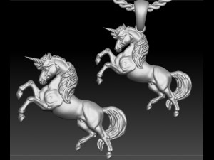 ewelry pendant unicorn two sizes Model Cetak 3D