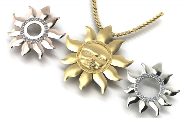 pendant sun three options Modello di stampa 3D .c4d .max .obj .3ds .fbx .stl .blend 