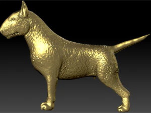 full body bull terrier and head with a collar 3D Print Model