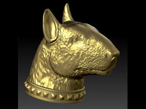full body bull terrier and head with a collar 3D Print Model