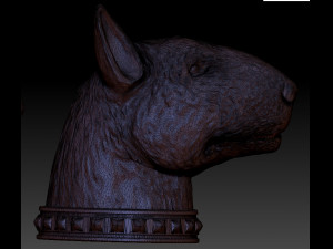 full body bull terrier and head with a collar 3D Принт Модель