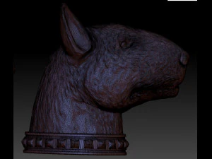 full body bull terrier and head with a collar 3D Print Model