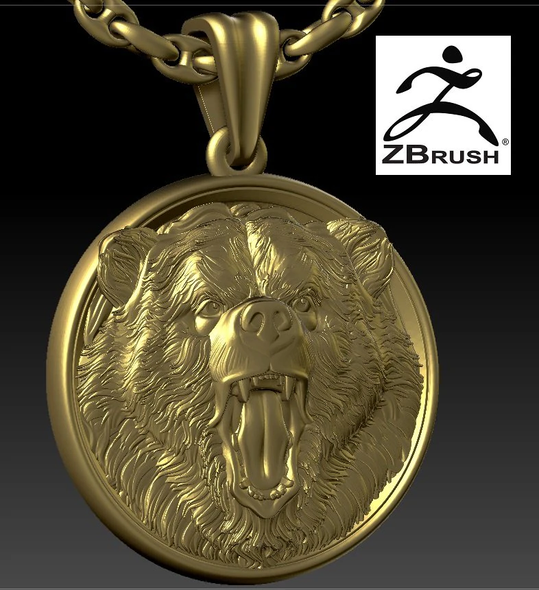 bear head pendant 3D Print Model .c4d .max .obj .3ds .fbx .stl .blend
