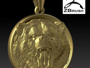 liontin kepala beruang Model Cetak 3D