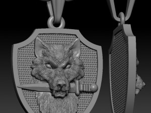 wolf with a knife pendant 3D 프린트 모델