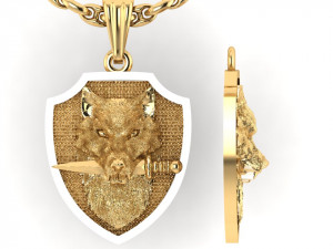 wolf with a knife pendant 3D Print Model
