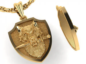 wolf with a knife pendant 3D Print Model
