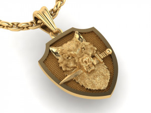 wolf with a knife pendant 3D Print Model