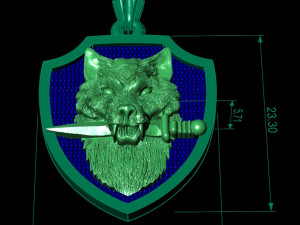 wolf with a knife pendant 3D Print Model