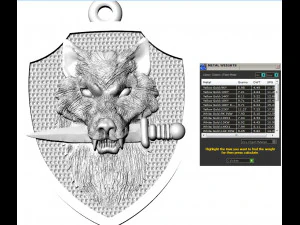 wolf with a knife pendant 3D Print Model