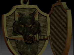 wolf with a knife pendant 3D Print Model
