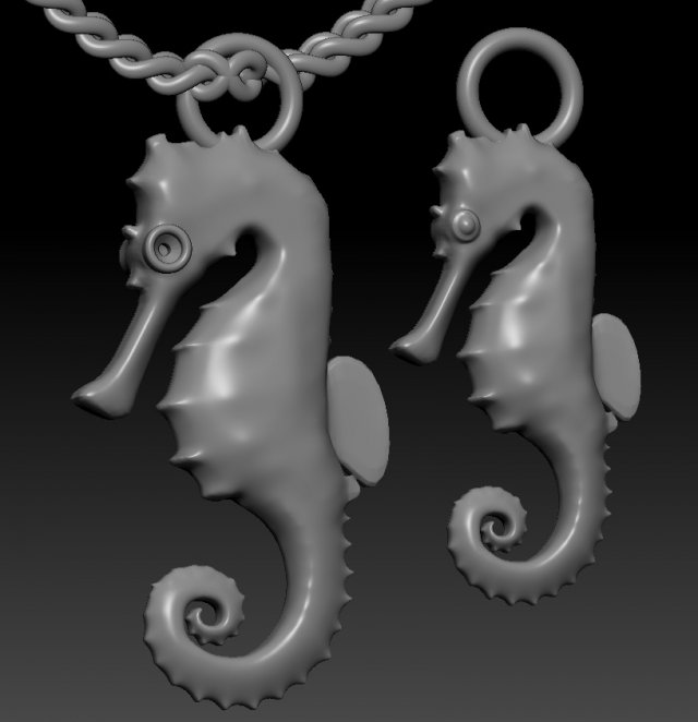 sea horse pendant two options 3D Baskı Modeli .c4d .max .obj .3ds .fbx .stl .blend 