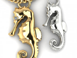 sea horse pendant two options 3D Baskı Modeli