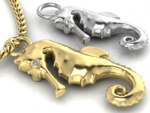 sea horse pendant two options 3D Baskı Modeli