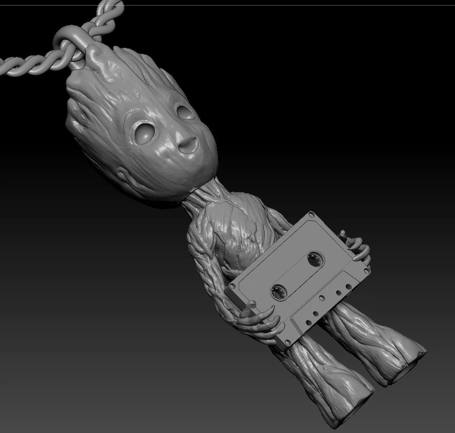 pendant groot with compact cassette 3D Print Model .c4d .max .obj .3ds .fbx .stl .blend 