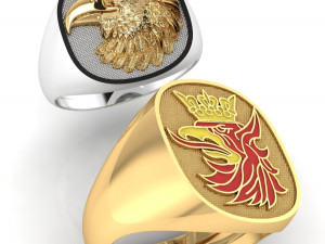 mens ring with eagle head two options 3D 프린트 모델