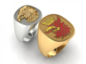 mens ring with eagle head two options 3D 프린트 모델