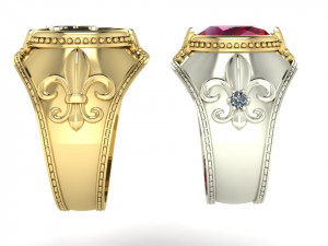 signet ring with royal lily symbol Modèles 3D en vedette