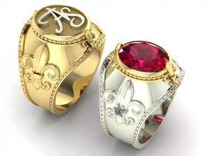signet ring with royal lily symbol 3D Print Model