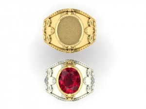 signet ring with royal lily symbol Modèles 3D en vedette