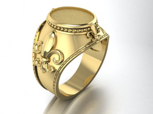 signet ring with royal lily symbol Modèles 3D en vedette