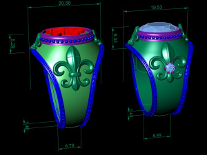 signet ring with royal lily symbol Modèles 3D en vedette