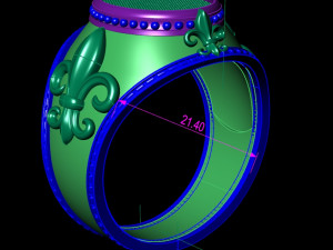 signet ring with royal lily symbol Modèles 3D en vedette
