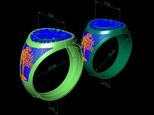gents ring with icelandic compass viking runes symbol 3D Print Model