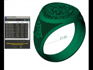 gents ring with icelandic compass viking runes symbol 3D Print Model