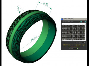 wedding rings with texture of water and wood two sizes 3D 打印模型