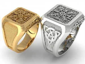 mens ring with viking symbols two options 3D Принт Модель