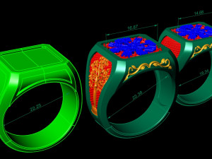 mens ring with viking symbols two options 3D Принт Модель