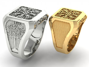 mens ring with viking symbols two options 3D Принт Модель