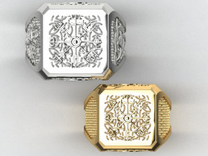 mens ring with viking symbols two options 3D Принт Модель