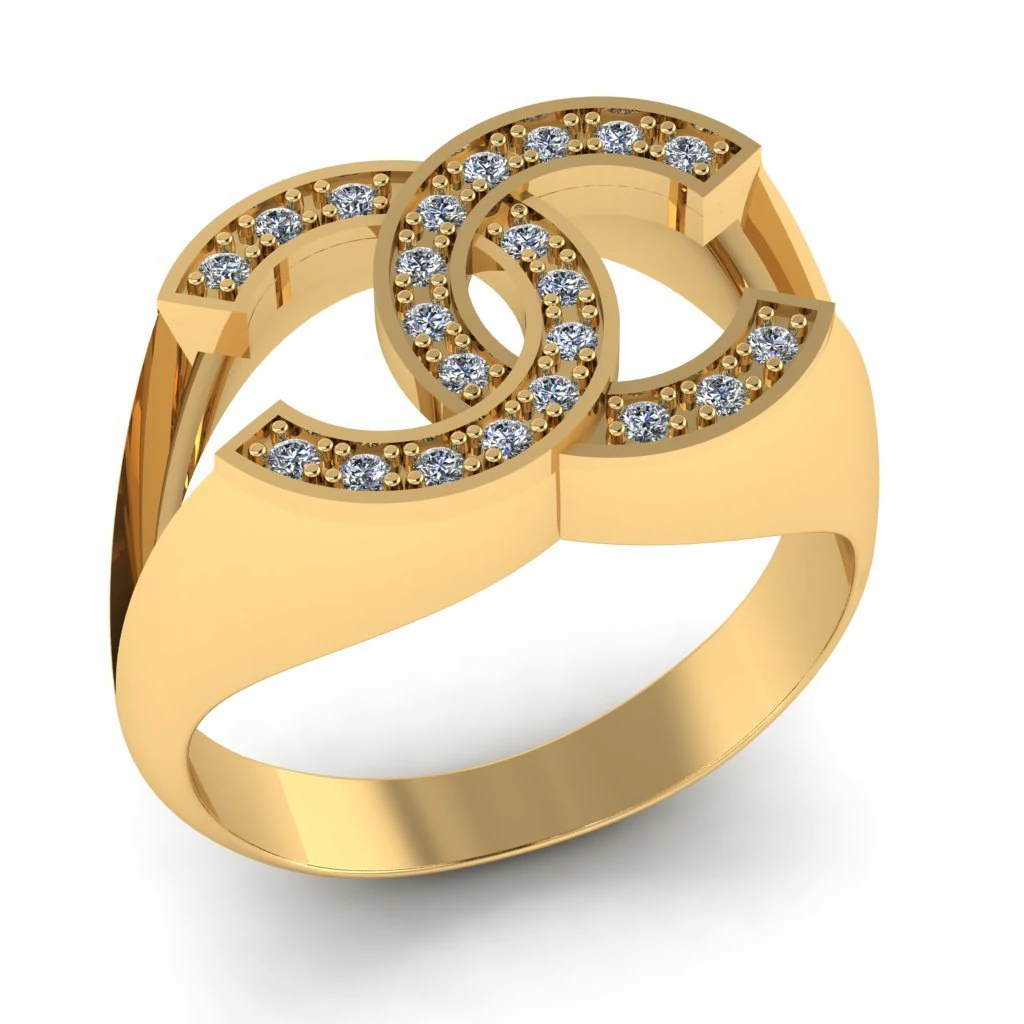 chanel logo ring with diamonds 3D Print Model .c4d .max .obj .3ds .fbx .stl .blend