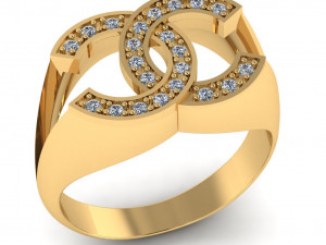 chanel logo ring with diamonds 3D 프린트 모델