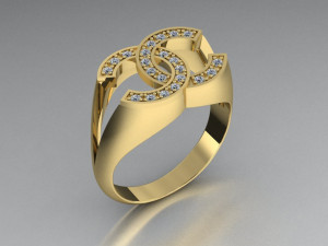 chanel logo ring with diamonds Modelo de impresión 3D