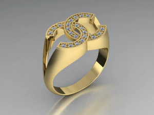 chanel logo ring with diamonds 3D Print Model