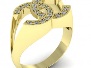 chanel logo ring with diamonds Modelo de impresión 3D