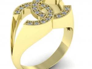 chanel logo ring with diamonds 3D Print Model