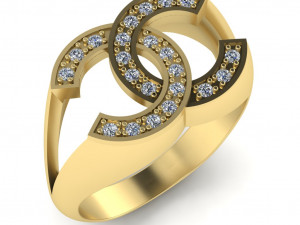 chanel logo ring with diamonds Modelo de impresión 3D
