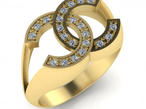 chanel logo ring with diamonds 3D Print Model