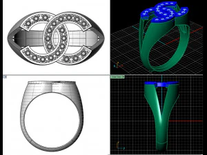 chanel logo ring with diamonds 3D Print Model