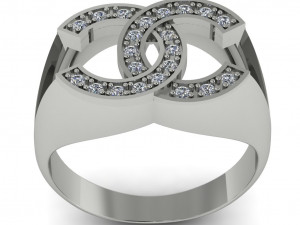 chanel logo ring with diamonds Modelo de impresión 3D
