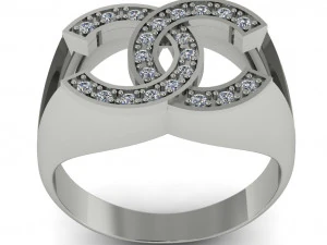 chanel logo ring with diamonds 3D Print Model