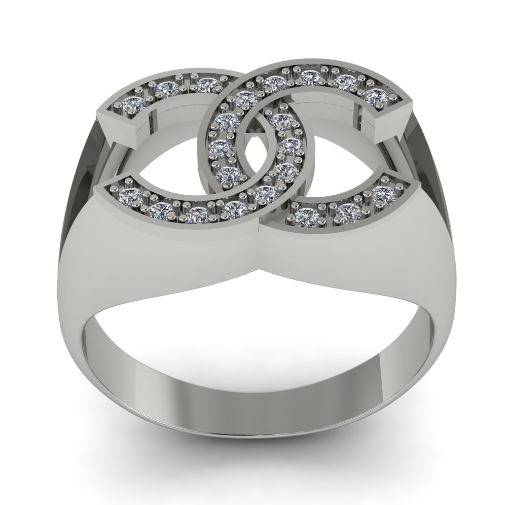 chanel logo ring with diamonds 3D Print Model in Rings 3DExport