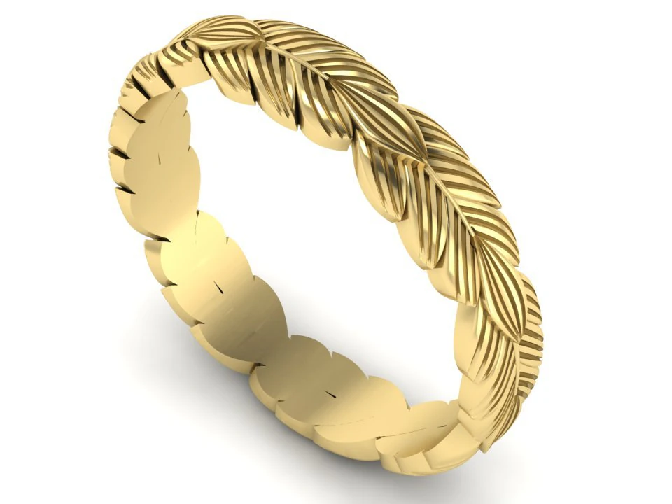 wedding rings with leaves 3D Print Model .c4d .max .obj .3ds .fbx .stl .blend 