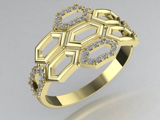 stylish ring honeycomb 3Dプリントモデル .c4d .max .obj .3ds .fbx .stl .blend 